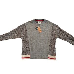 Roots Cabin Collection Sweater Womens XL Grey Cable Knit‎ Mixed Media NWT